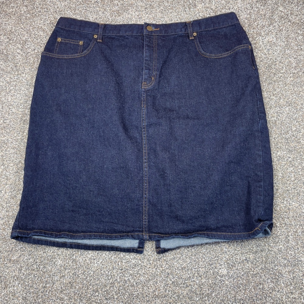 Lauren Ralph Lauren LRL Denim Skirt Womens 18W Plus Size Blue Stretch Midi
